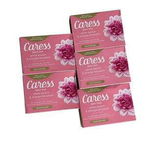 Caress Daily Silk White Peach Orange Blossom Bar Soap Bundle of 5 NIB